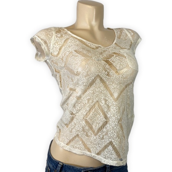 Off White Top Lace with Front Pocket • Size XSmall - Picture 4 of 9